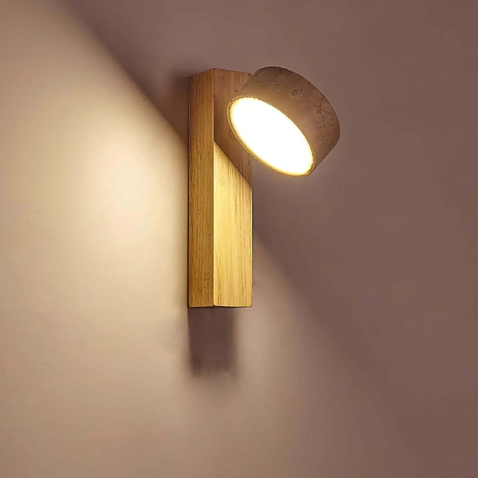 Hakka Wood & Travertine Wall Lamp