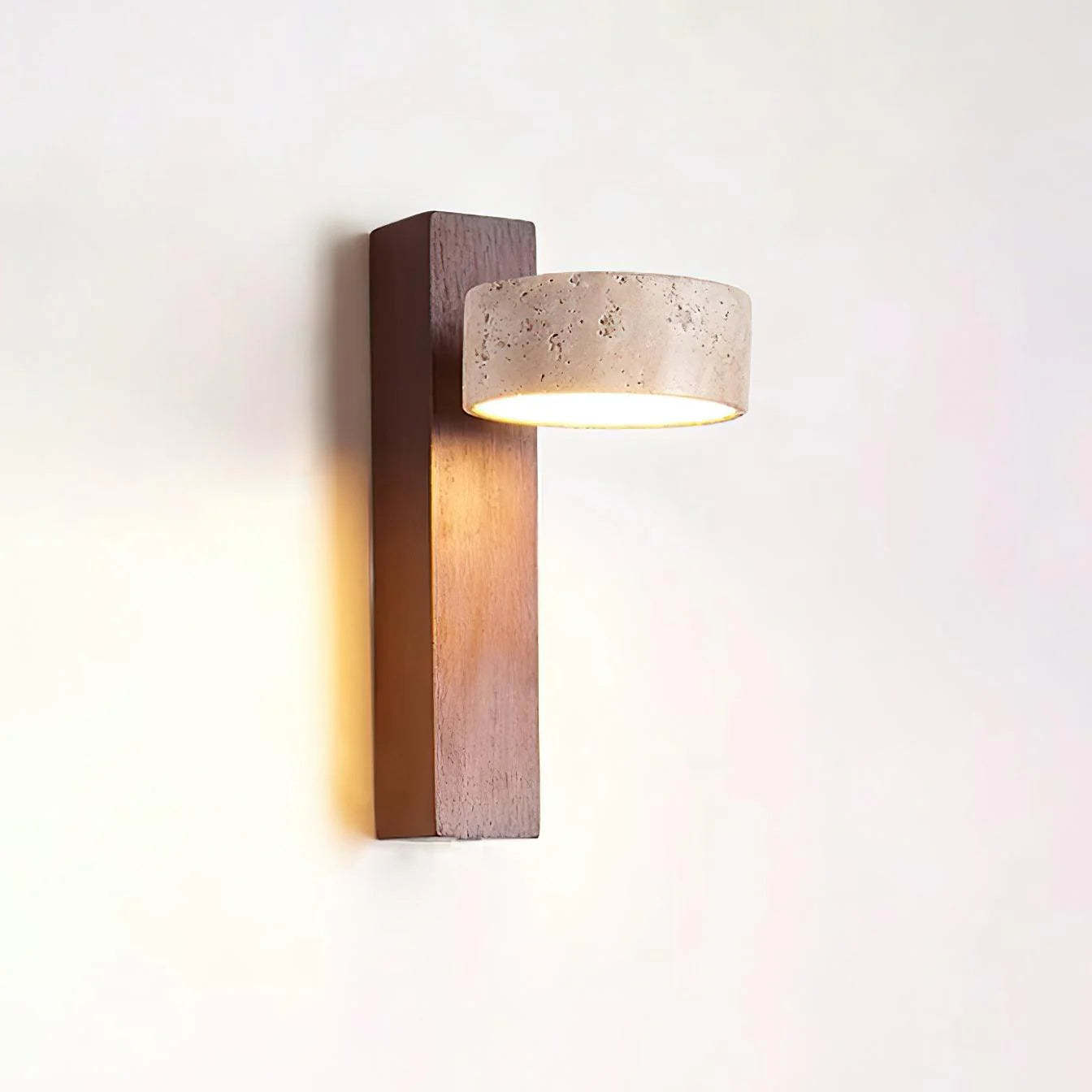 Hakka Wood & Travertine Wall Lamp