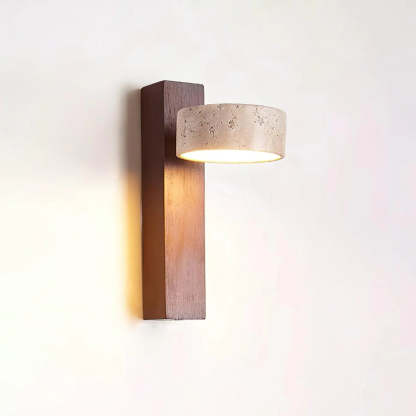 Hakka Wood & Travertine Wall Lamp