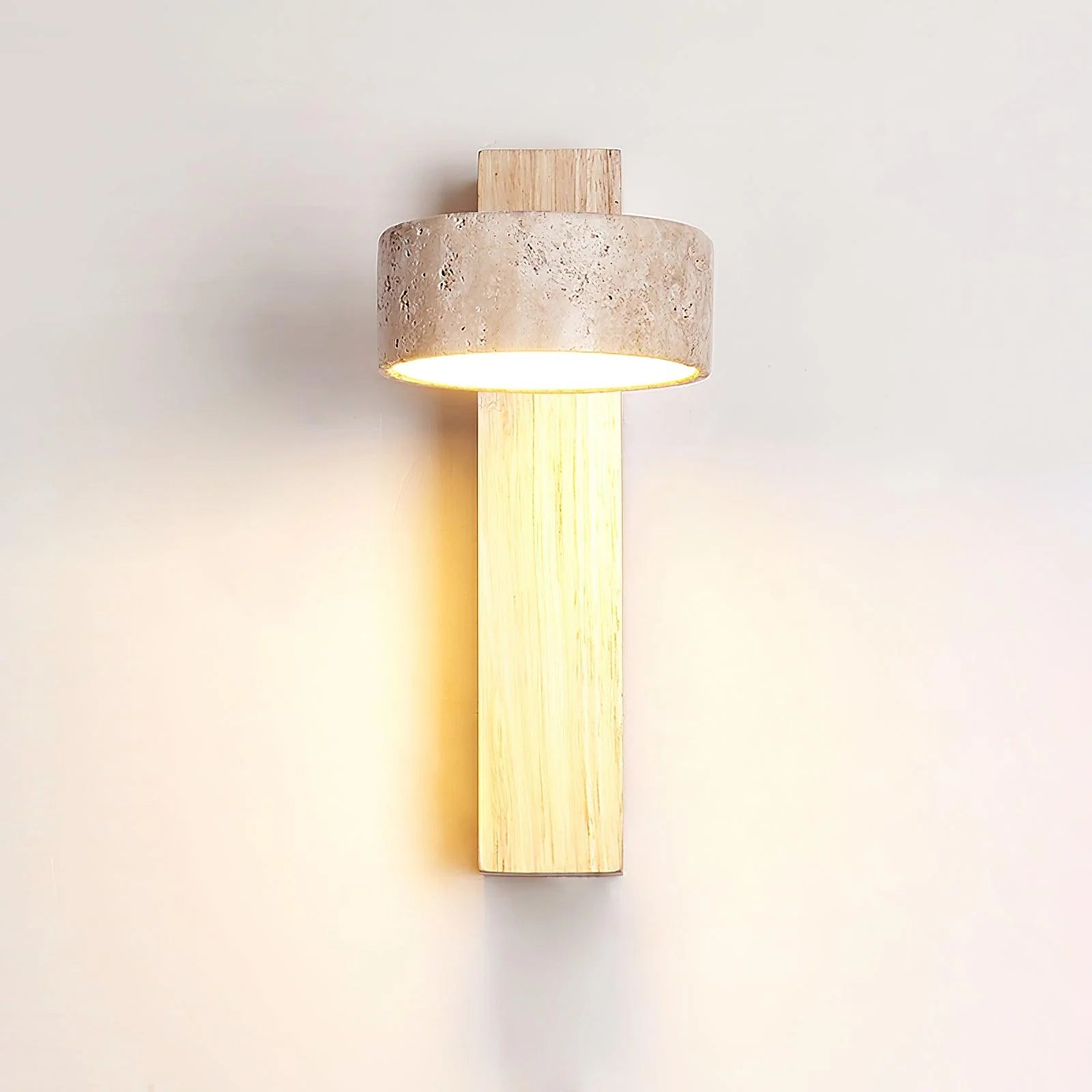 Hakka Wood & Travertine Wall Lamp