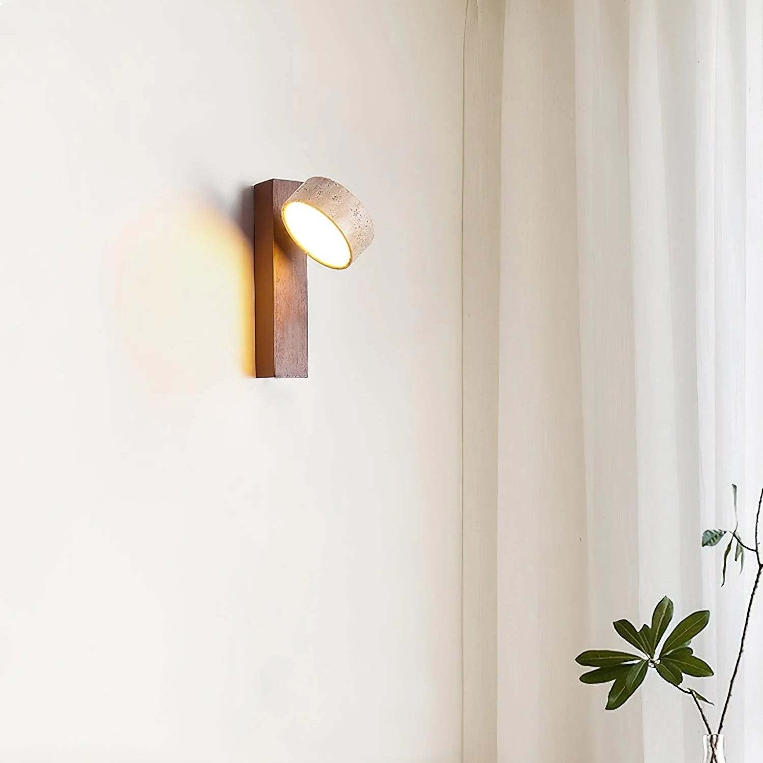 Hakka Wood & Travertine Wall Lamp