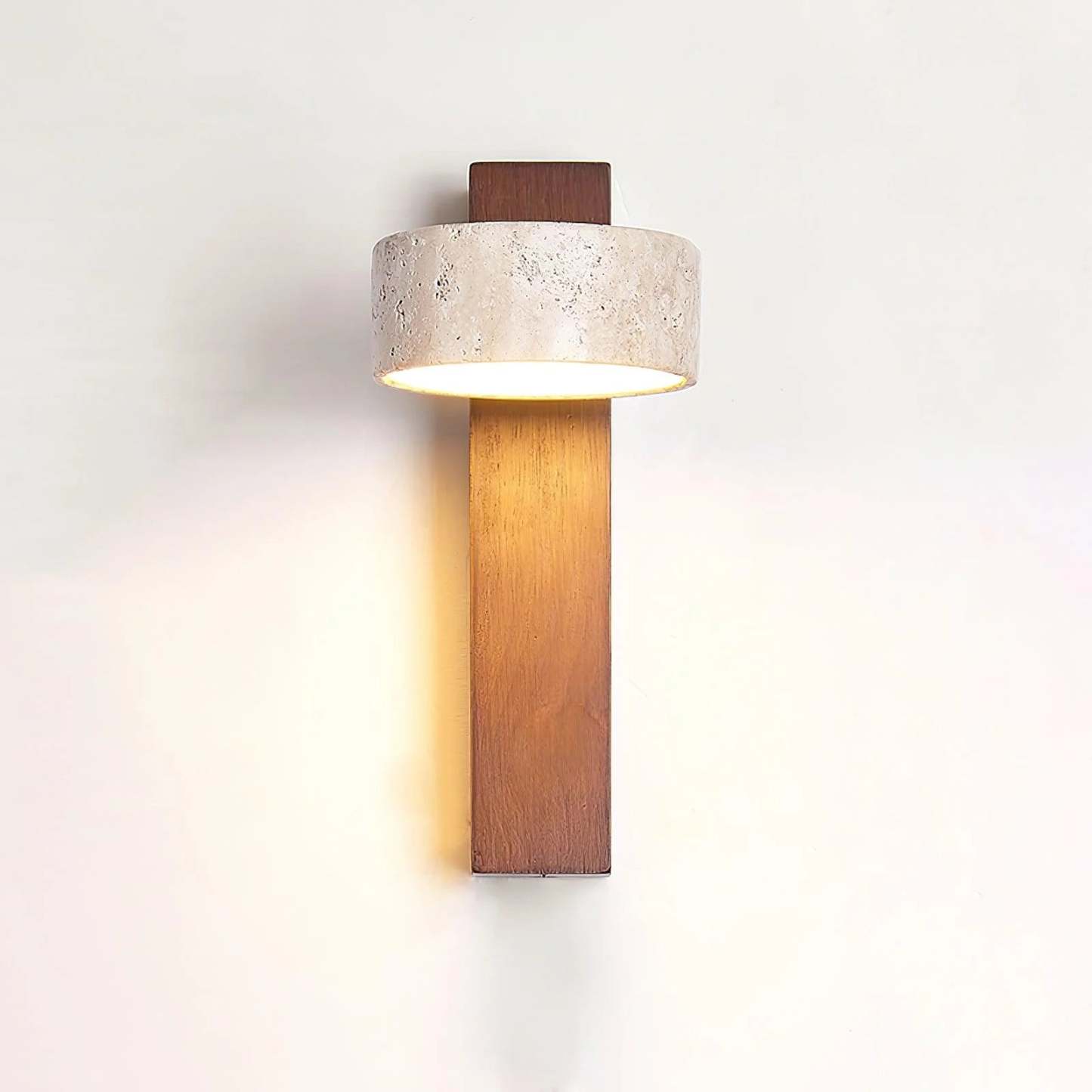 Hakka Wood & Travertine Wall Lamp