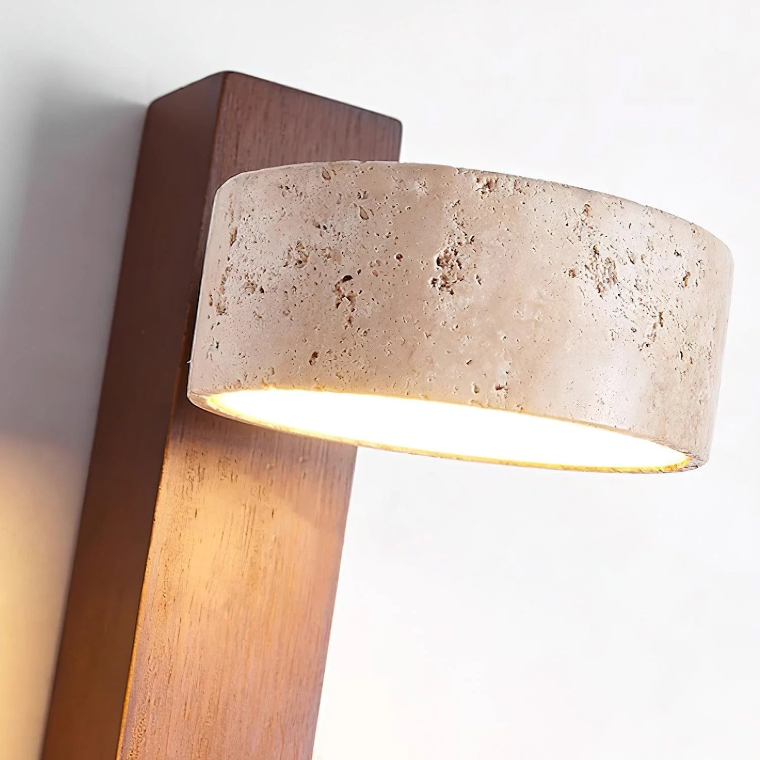 Hakka Wood & Travertine Wall Lamp