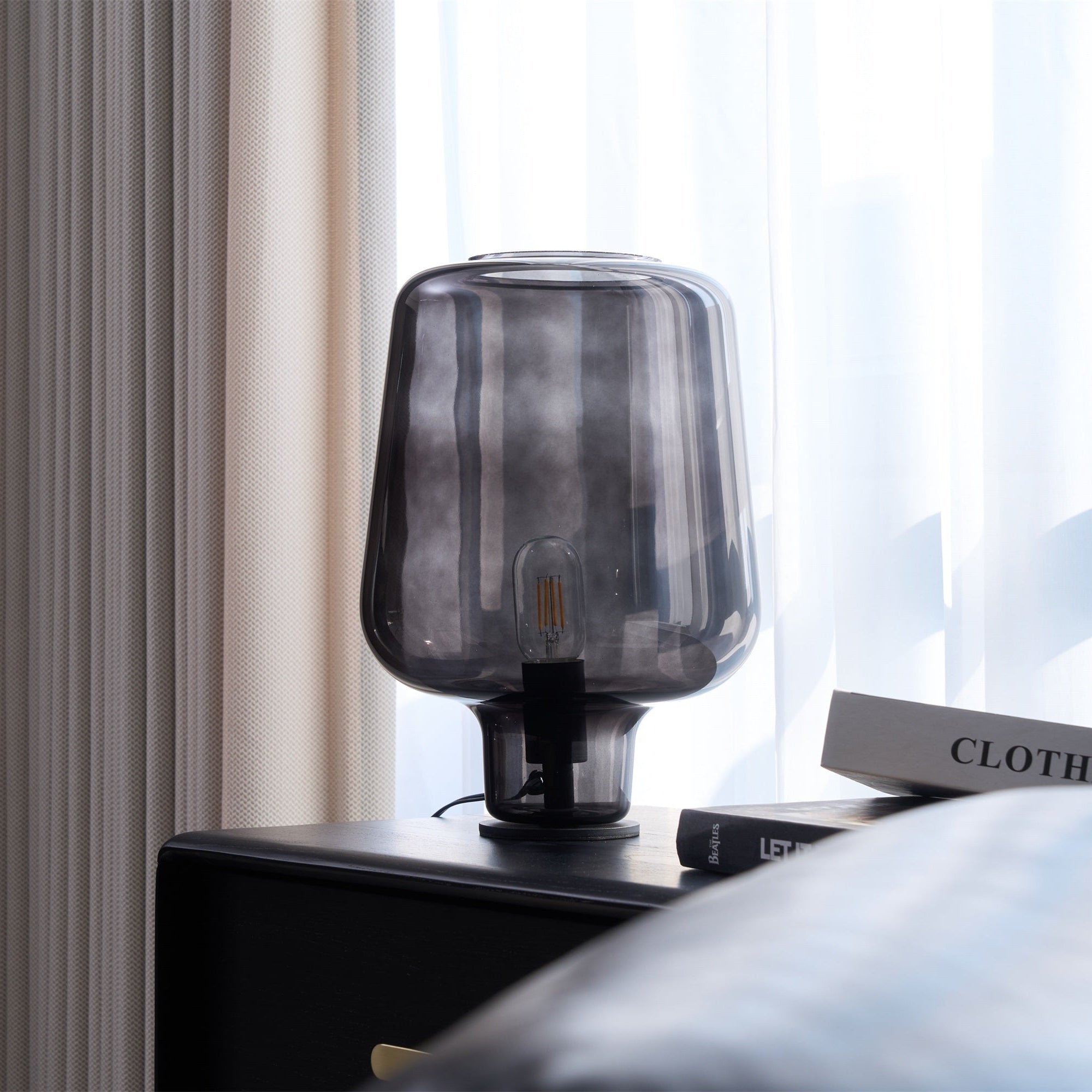 Axis Industrial Smoked Glass Table Lamp