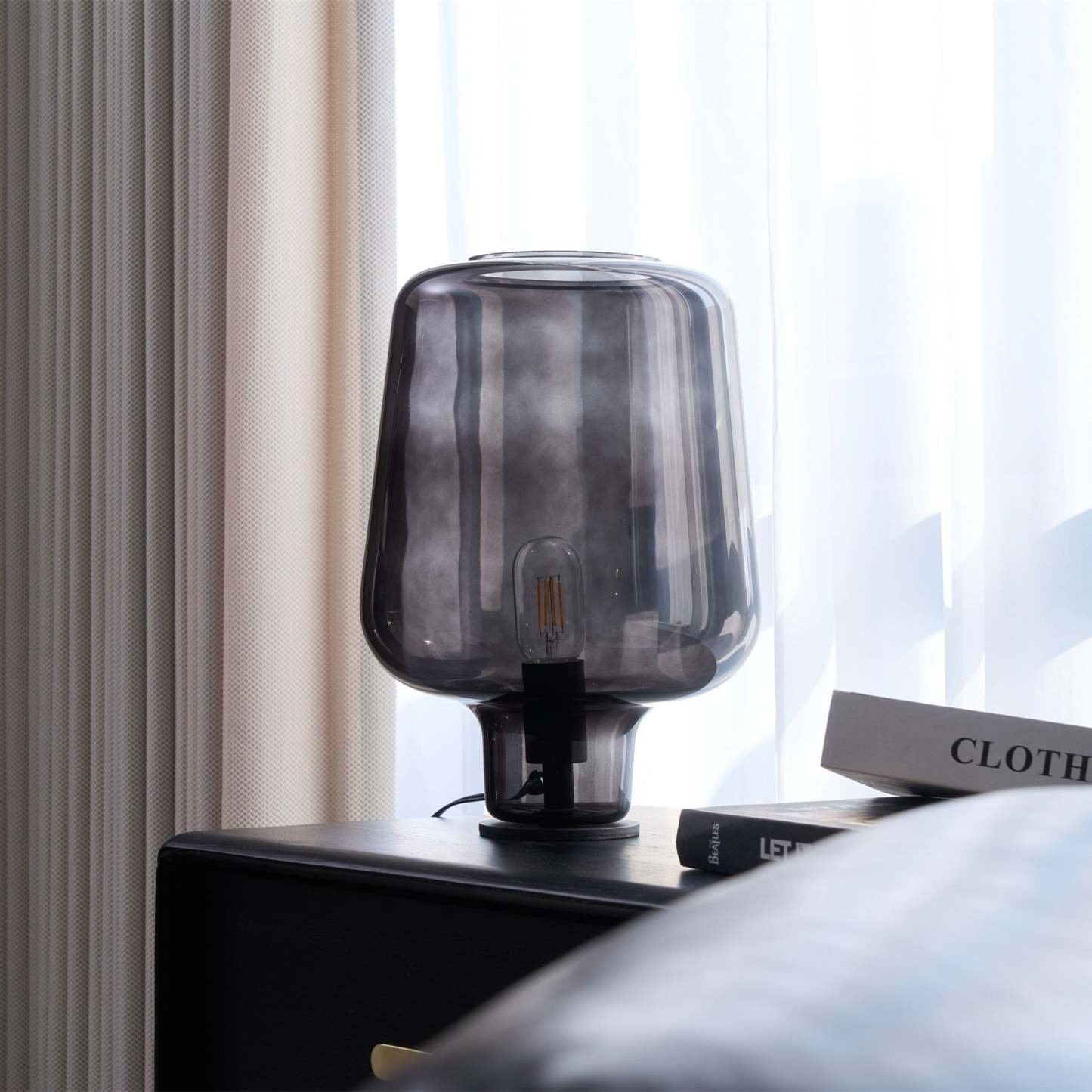 Axis Industrial Smoked Glass Table Lamp