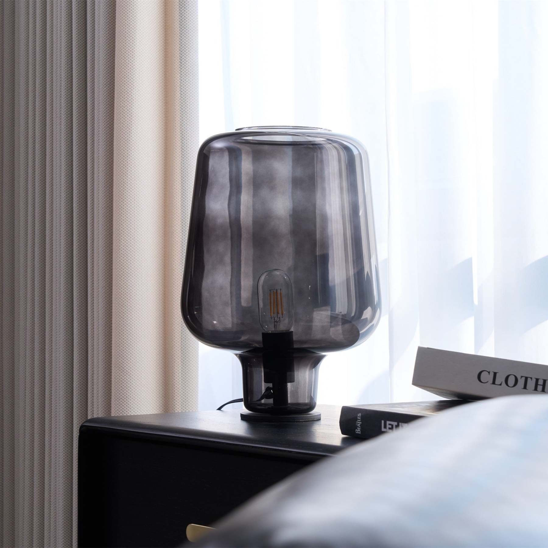 Axis Industrial Smoked Glass Table Lamp
