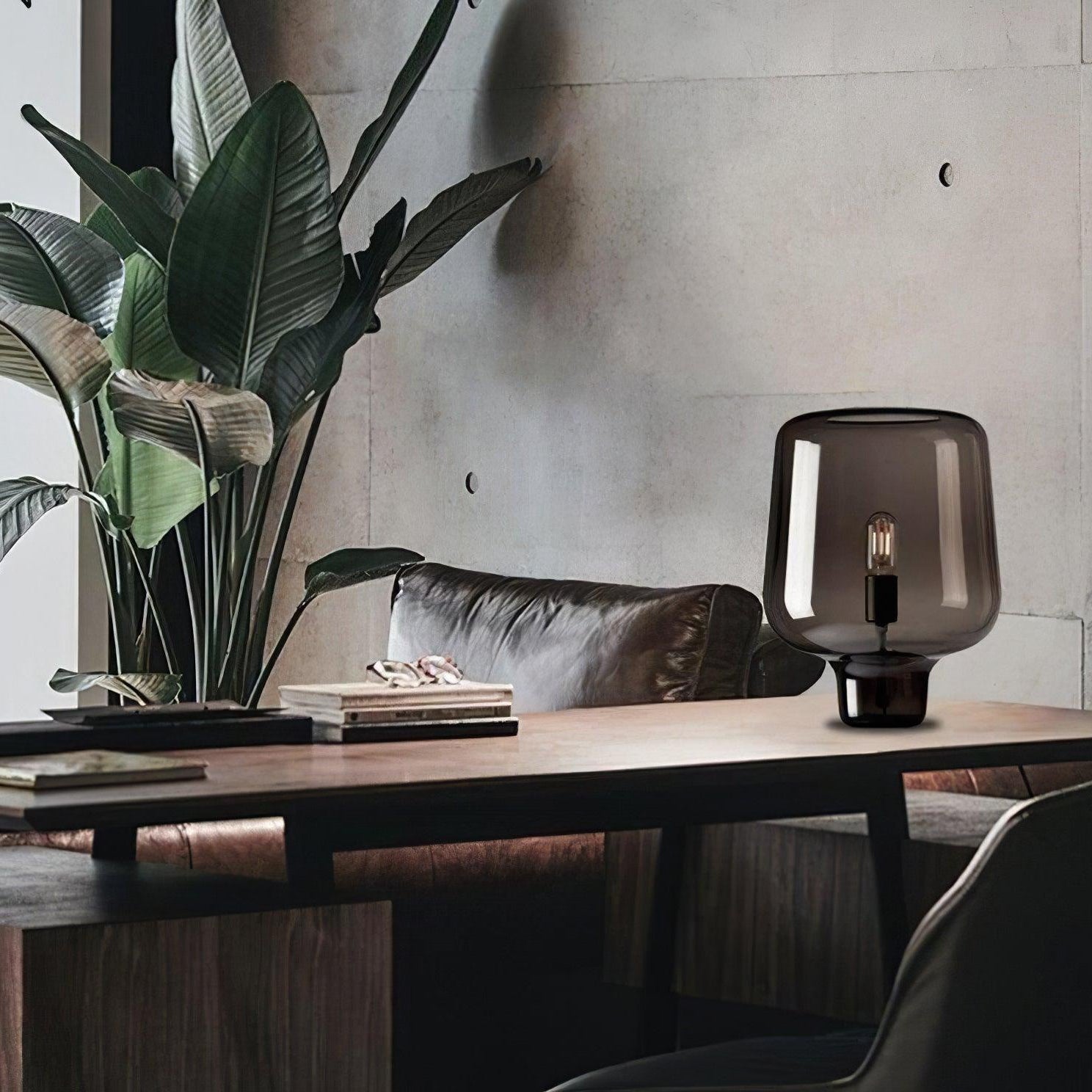 Axis Industrial Smoked Glass Table Lamp