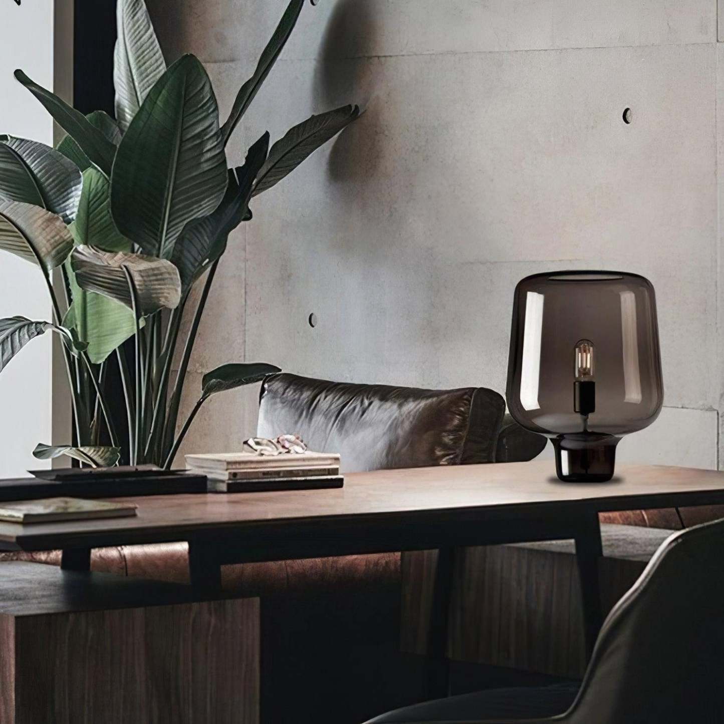 Axis Industrial Smoked Glass Table Lamp