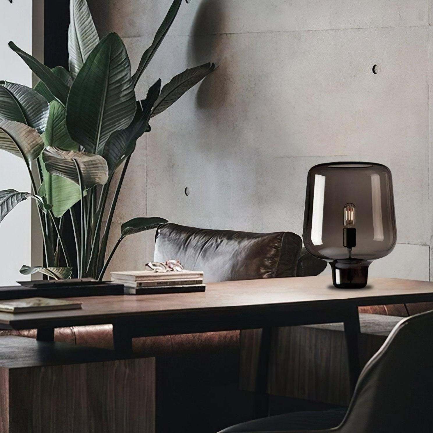 Axis Industrial Smoked Glass Table Lamp
