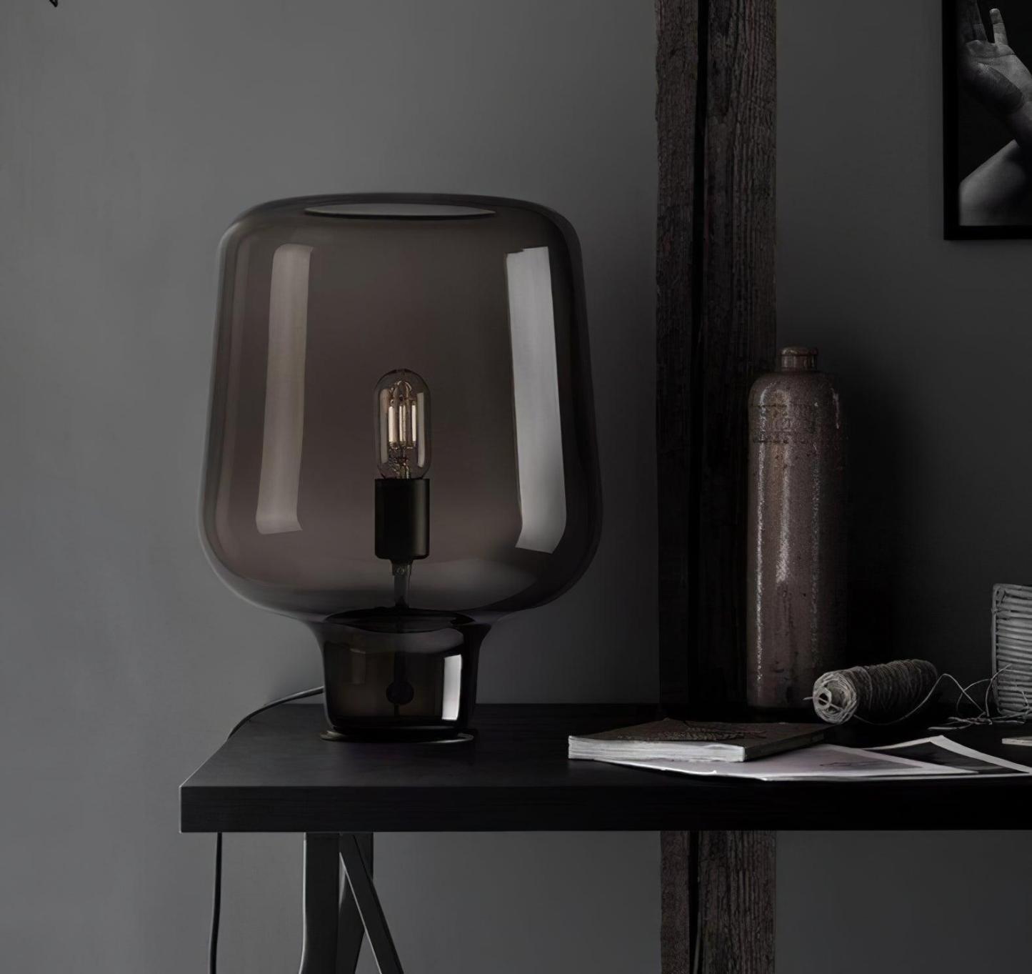 Axis Industrial Smoked Glass Table Lamp
