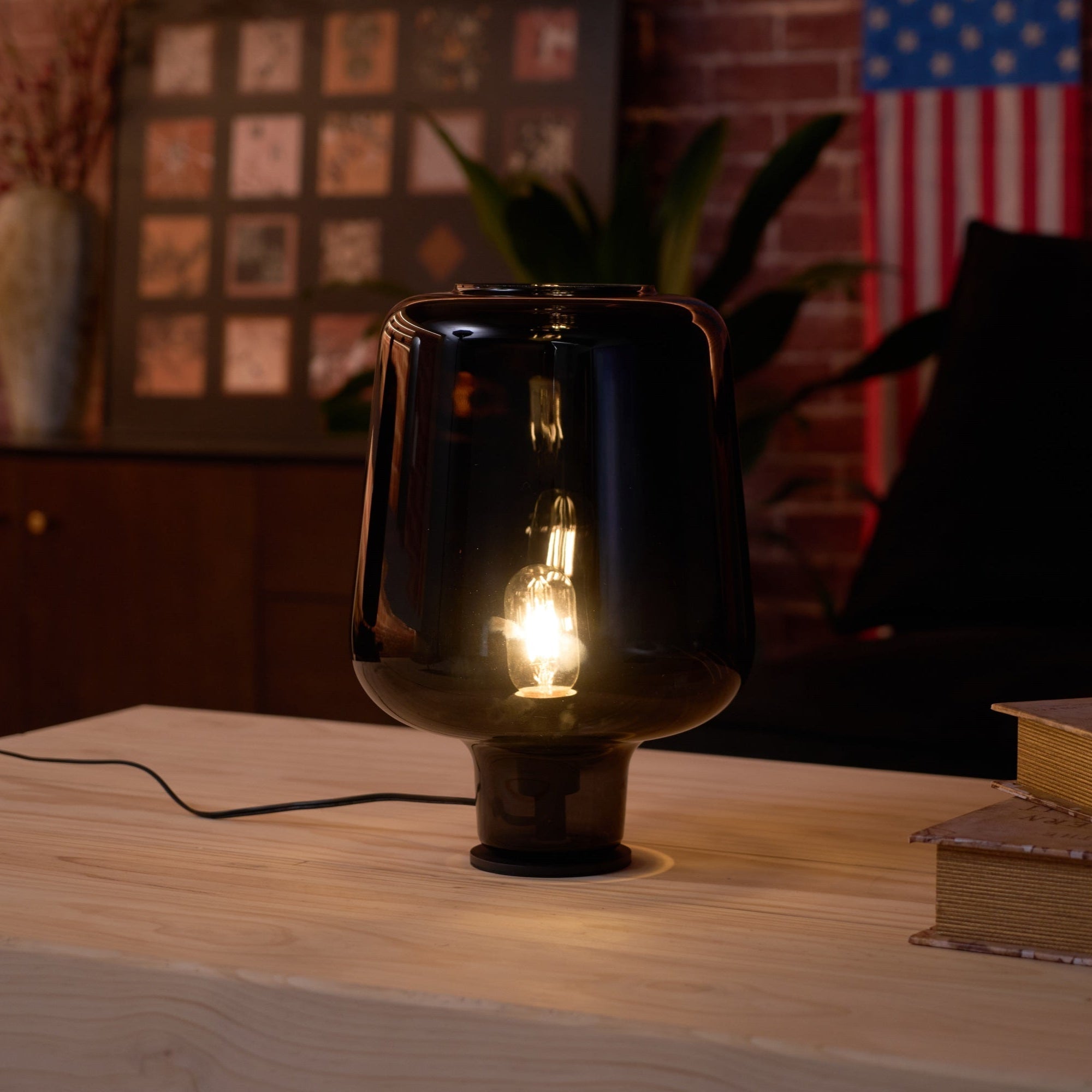 Axis Industrial Smoked Glass Table Lamp