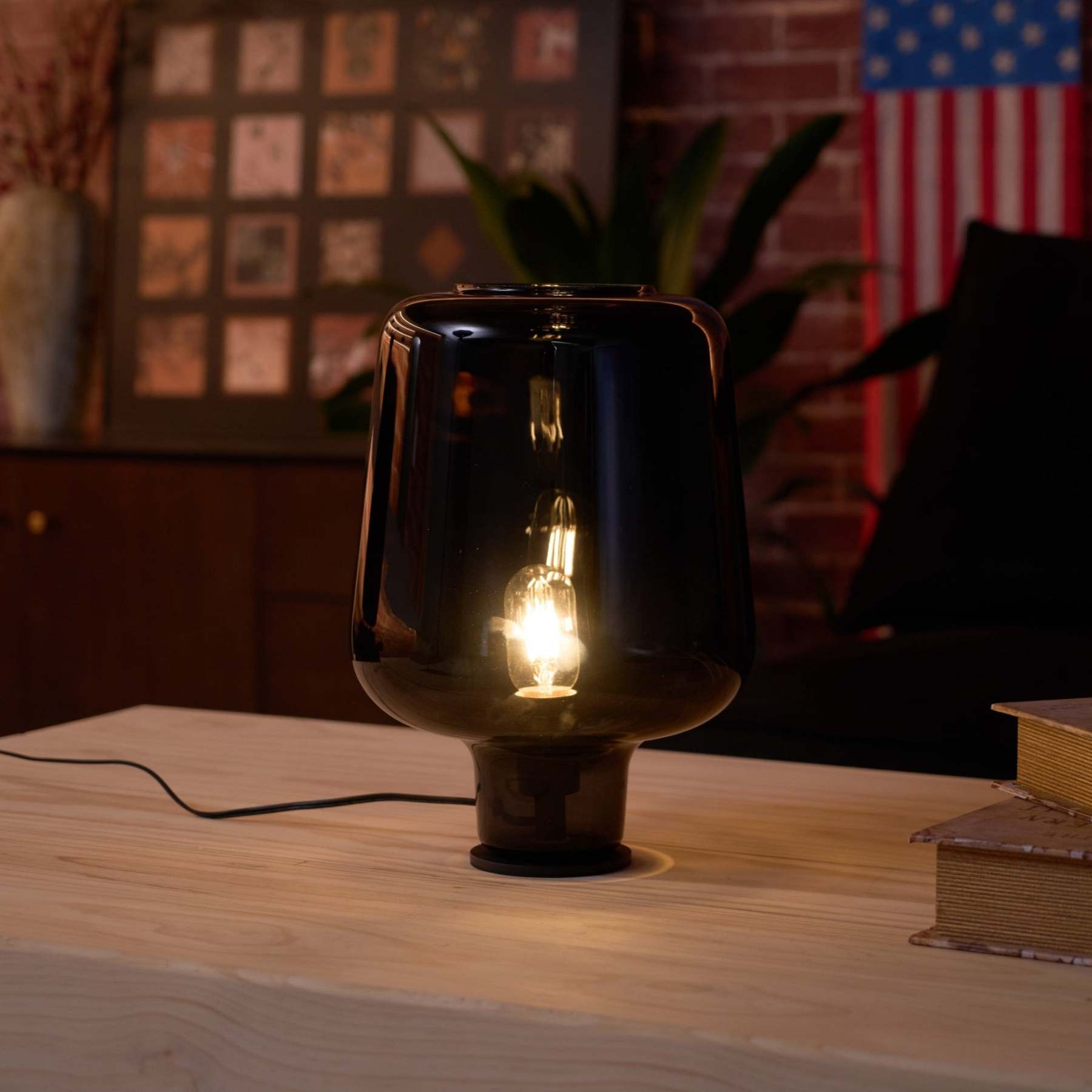 Axis Industrial Smoked Glass Table Lamp