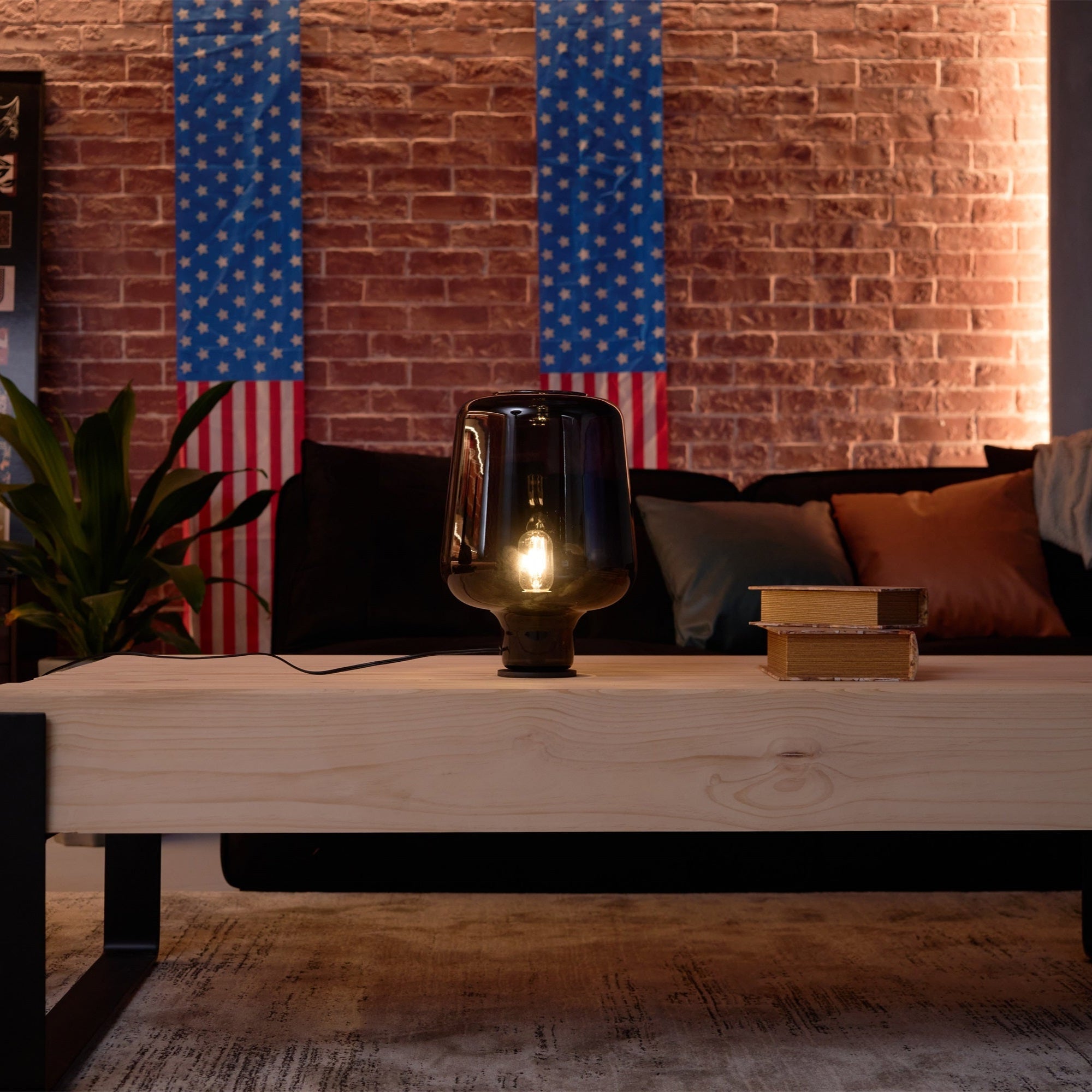 Axis Industrial Smoked Glass Table Lamp