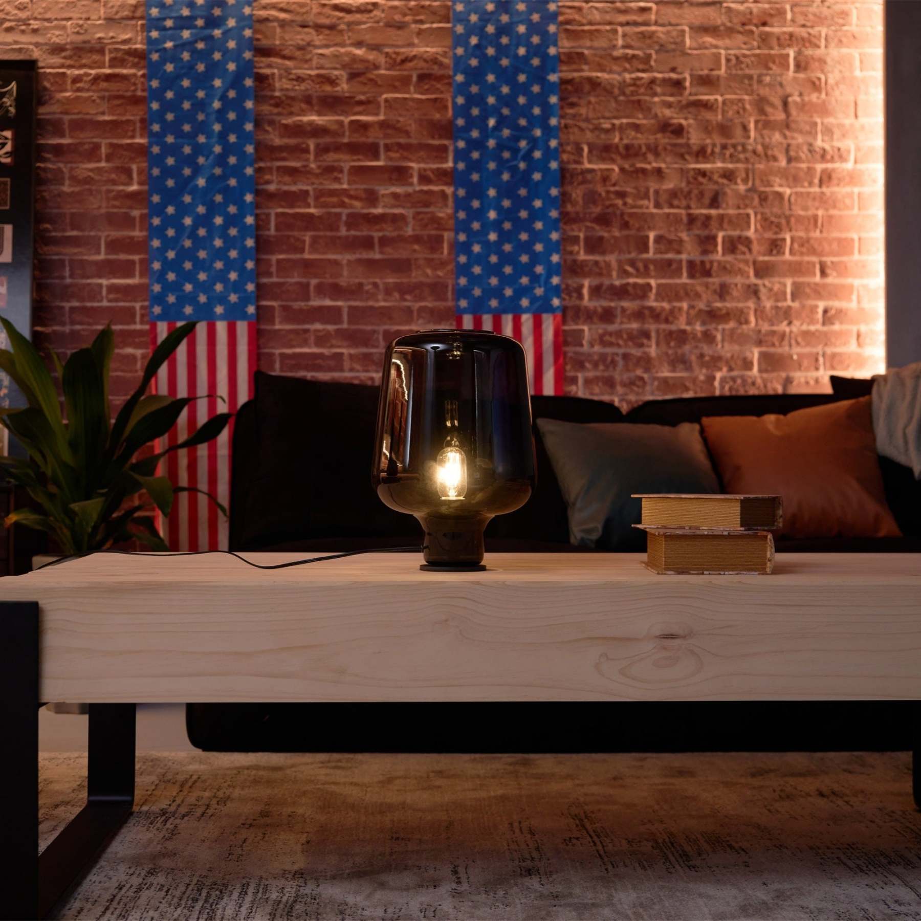 Axis Industrial Smoked Glass Table Lamp