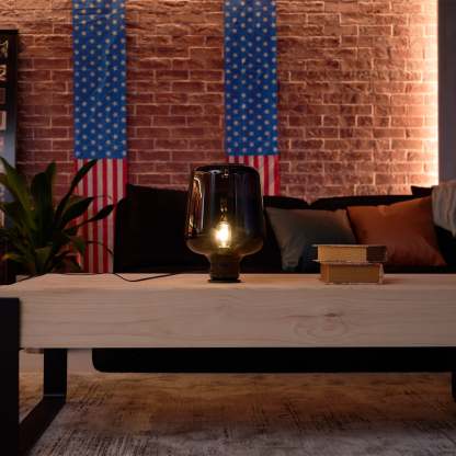 Axis Industrial Smoked Glass Table Lamp