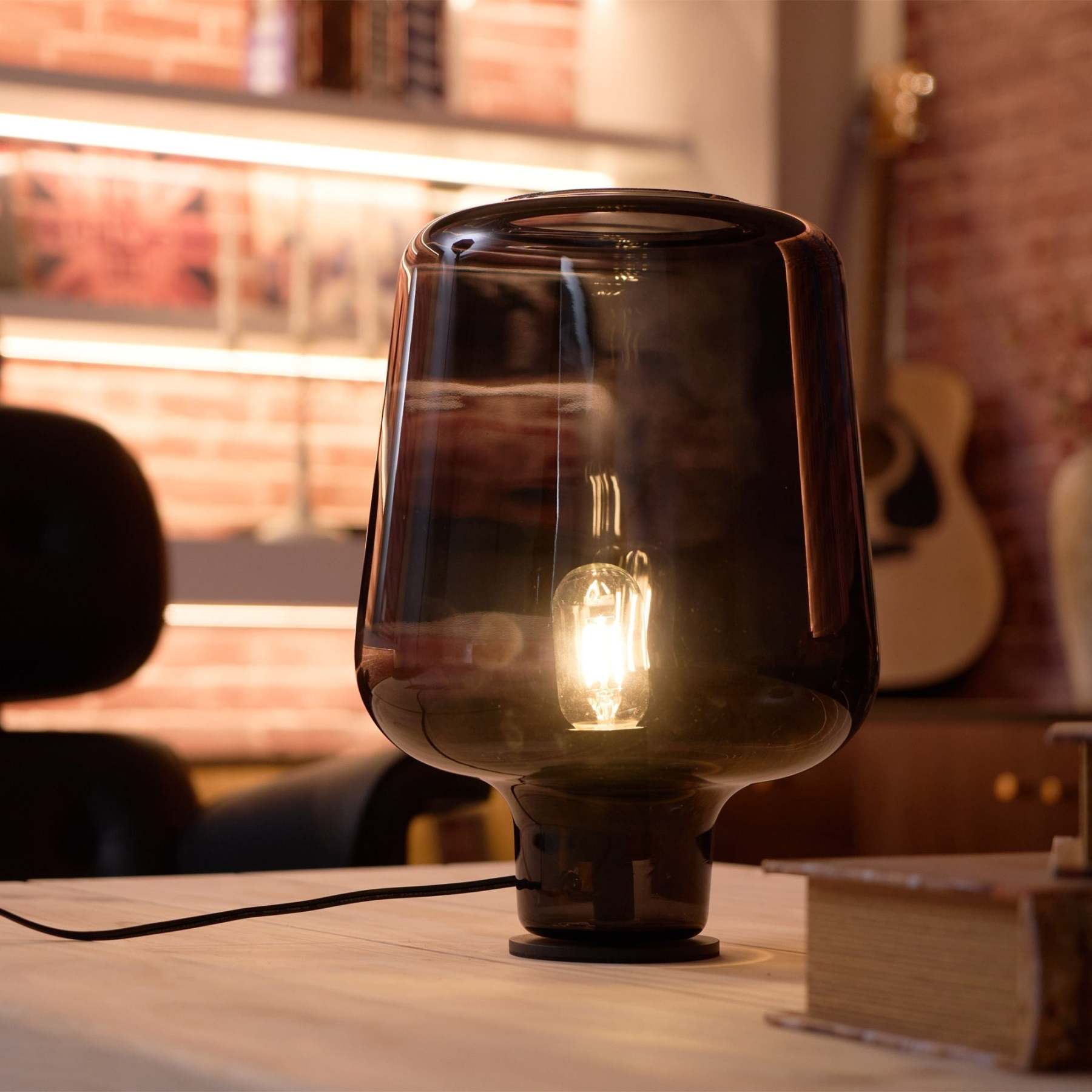 Axis Industrial Smoked Glass Table Lamp