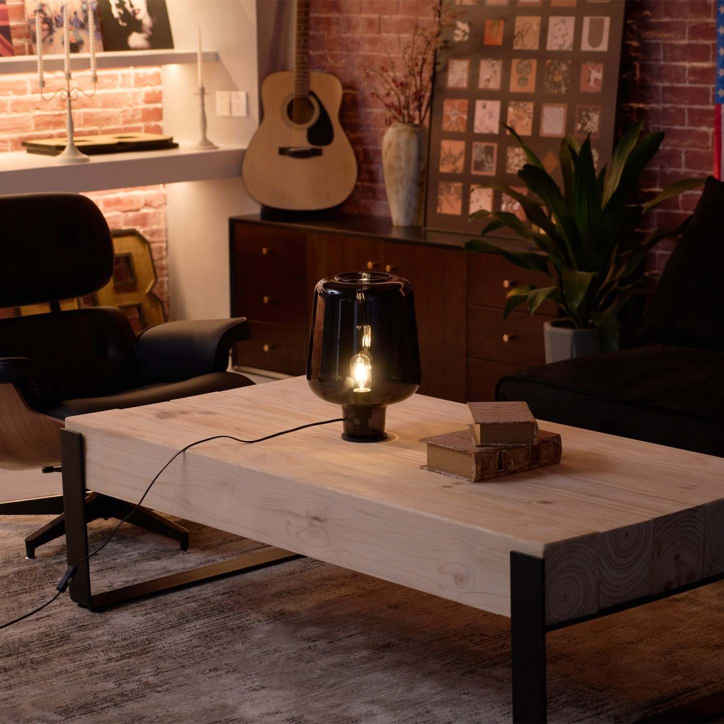 Axis Industrial Smoked Glass Table Lamp