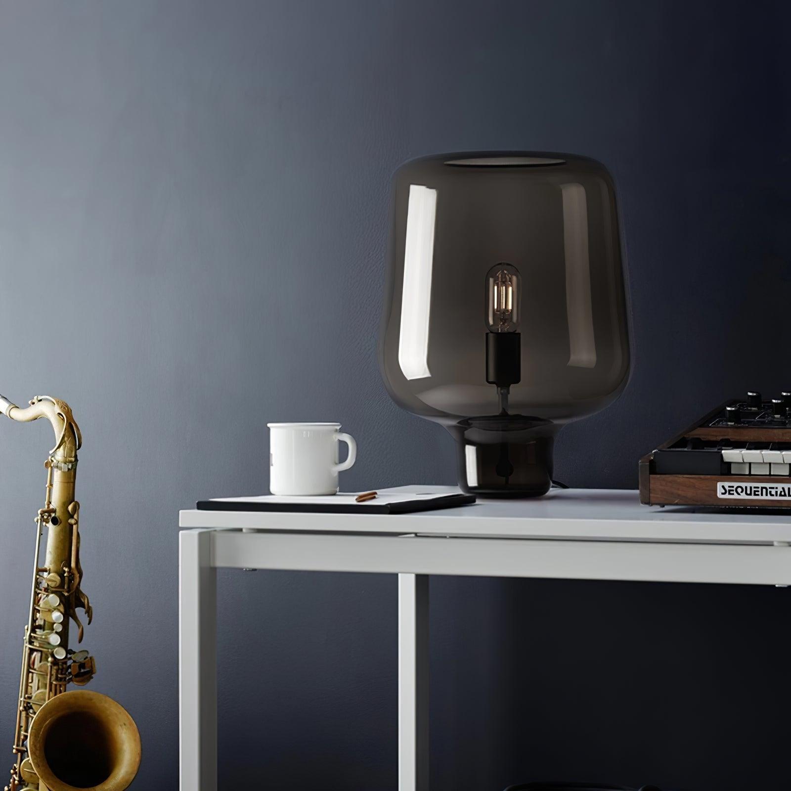 Axis Industrial Smoked Glass Table Lamp
