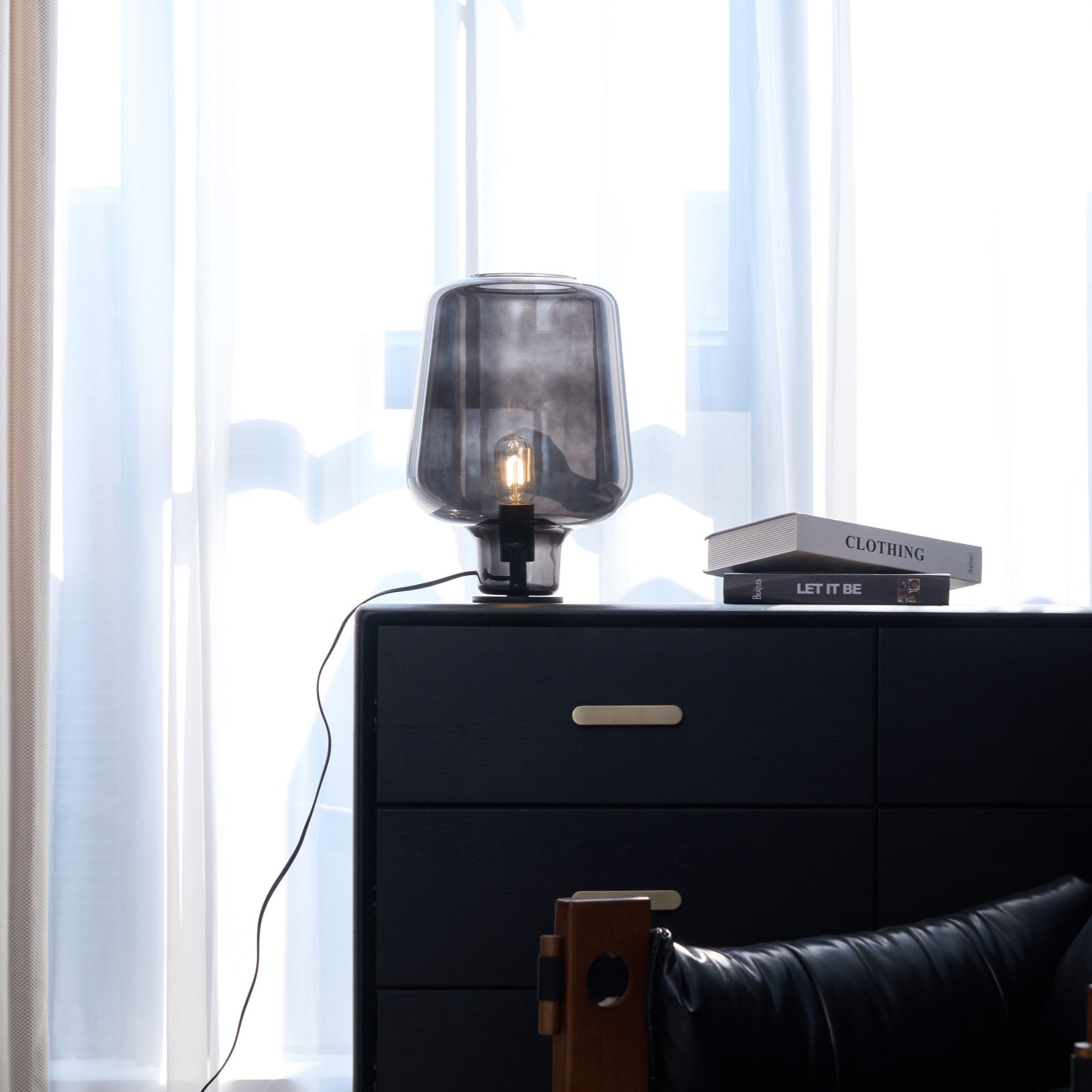 Axis Industrial Smoked Glass Table Lamp