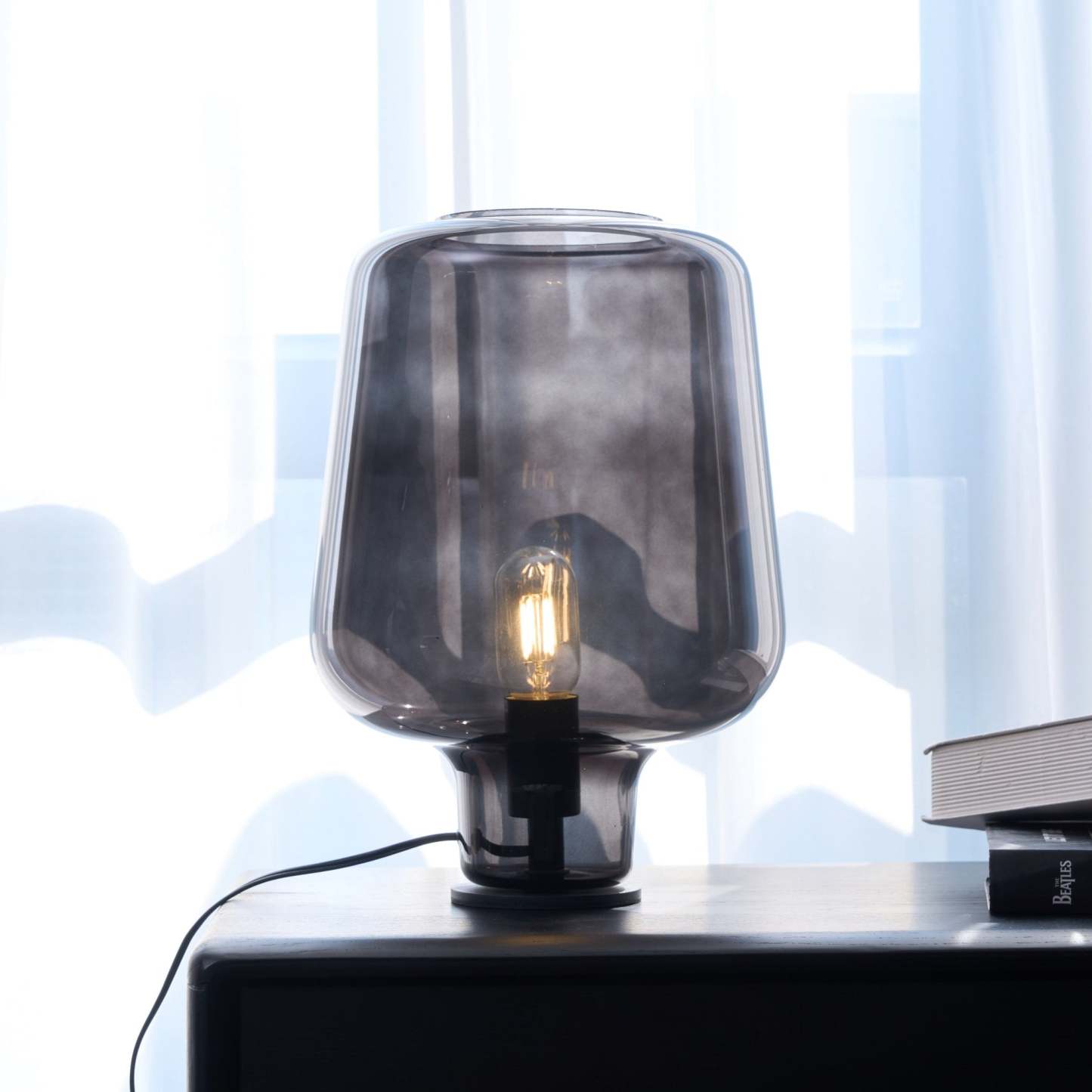 Axis Industrial Smoked Glass Table Lamp