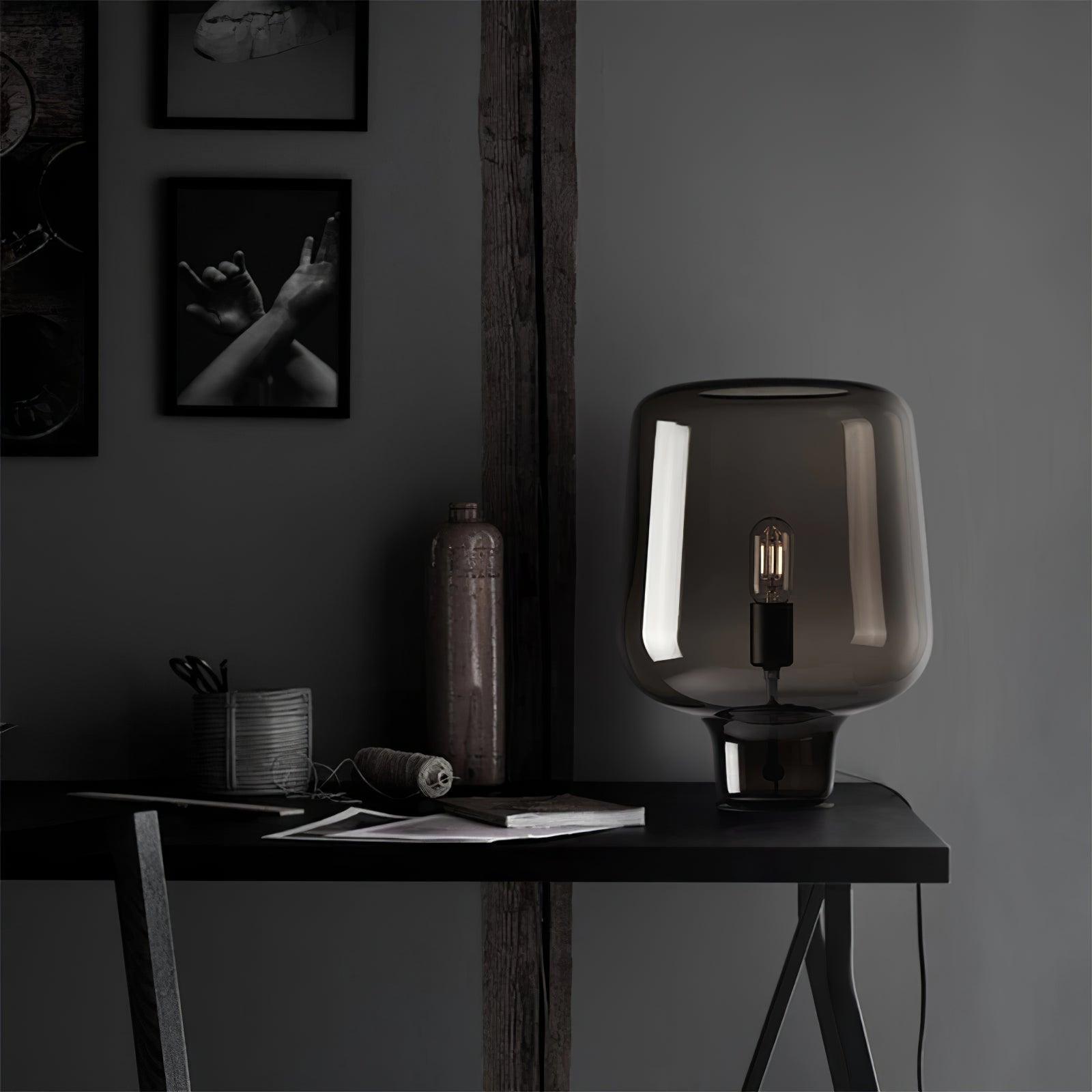 Axis Industrial Smoked Glass Table Lamp