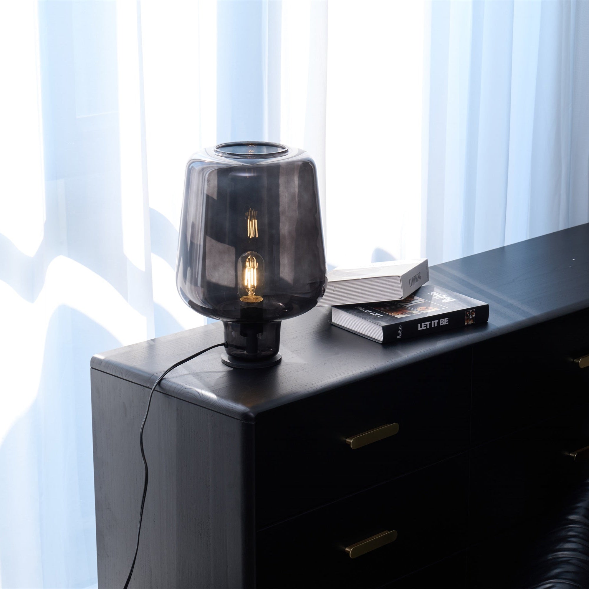 Axis Industrial Smoked Glass Table Lamp