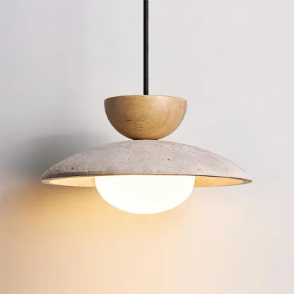 Ozawa Modern Round Travertine Pendant Light Shades Dining Room
