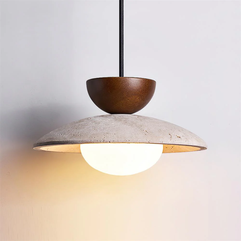 Ozawa Modern Round Travertine Pendant Light Shades Dining Room