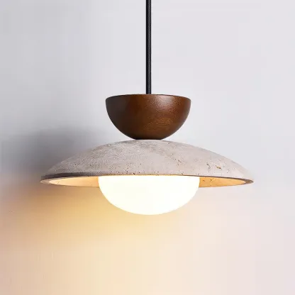 Ozawa Modern Round Travertine Pendant Light Shades Dining Room