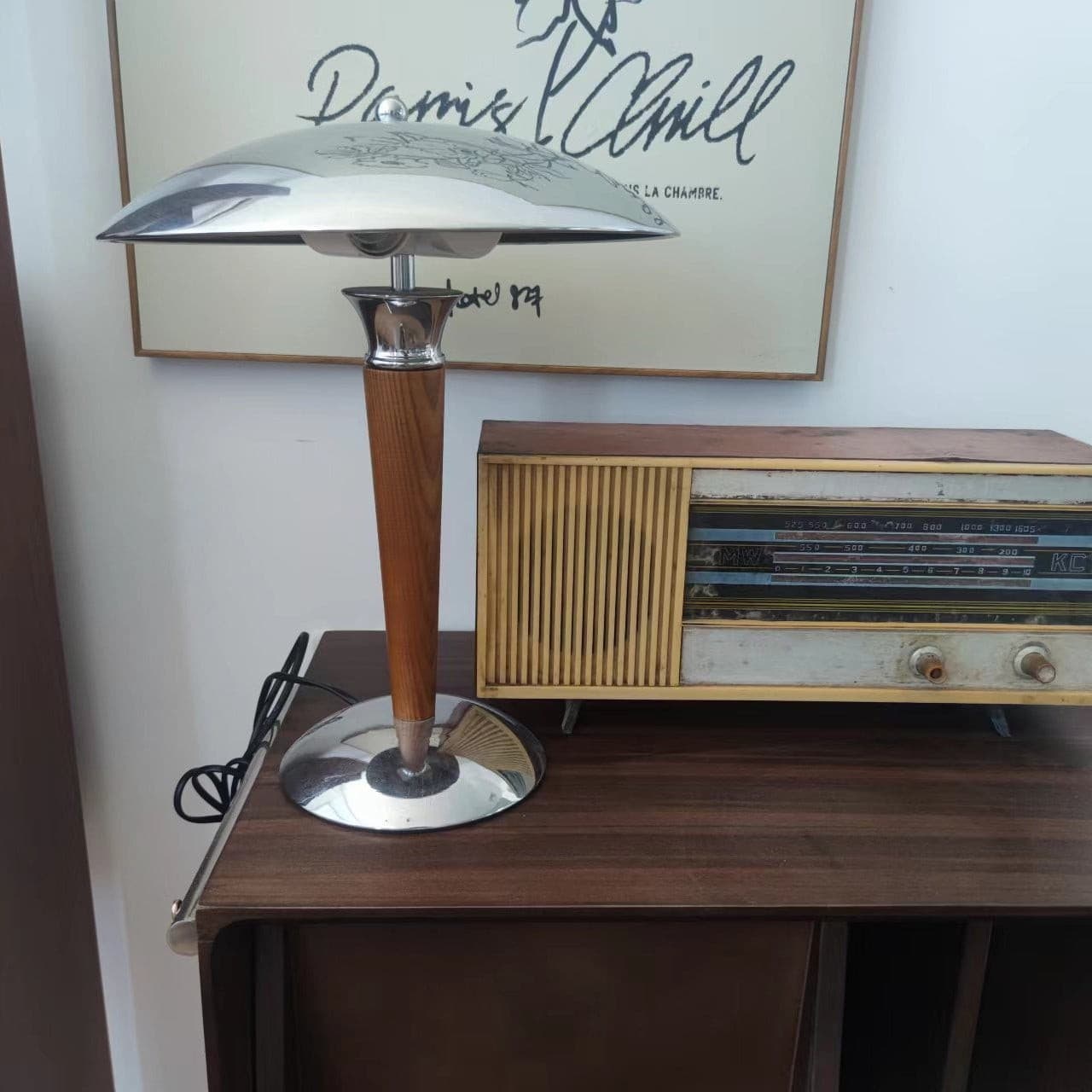 Retro Metal & Wood Table Lamp