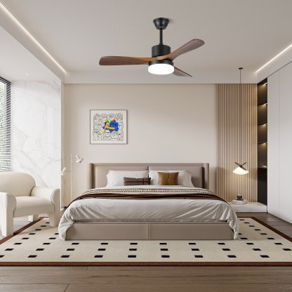 Ventilador de Techo Darian Minimalista de Madera con Luz, Modelo B, 52 pulgadas de diámetro