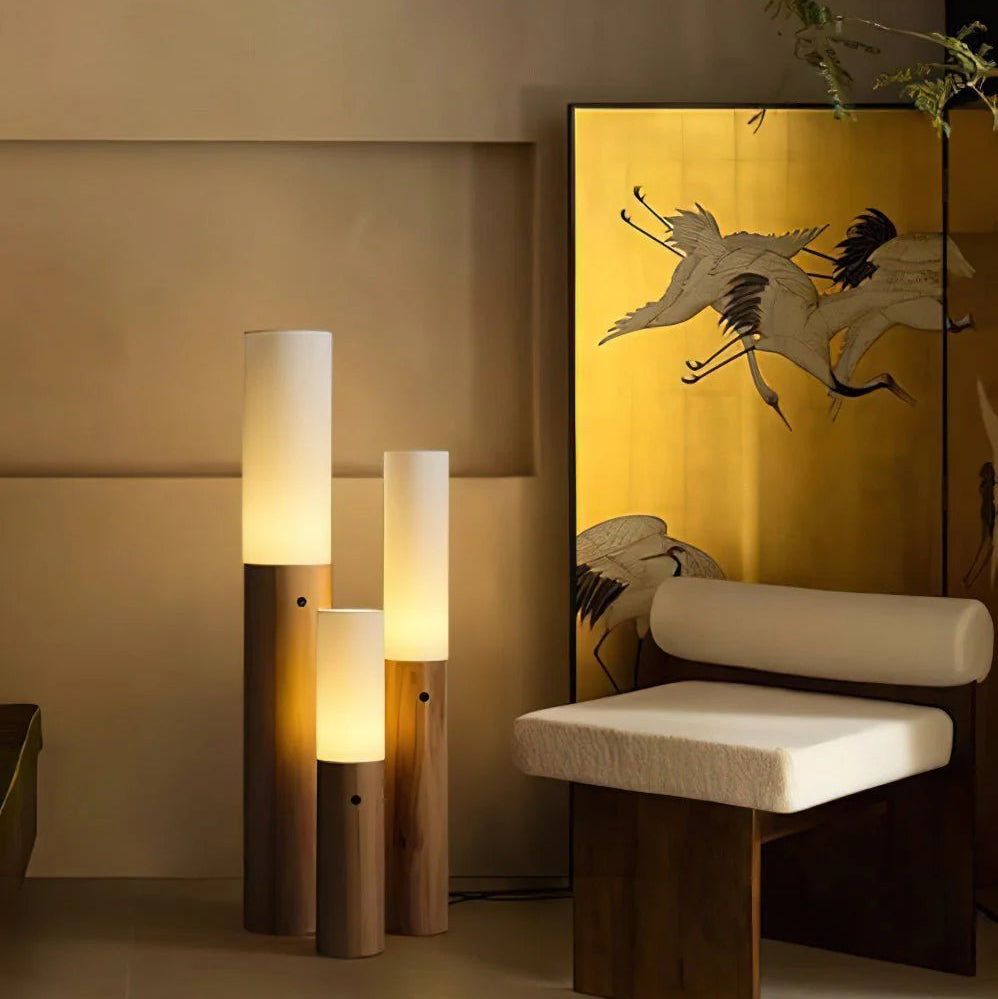 Hakka Wood Cylinder Floor Lamp