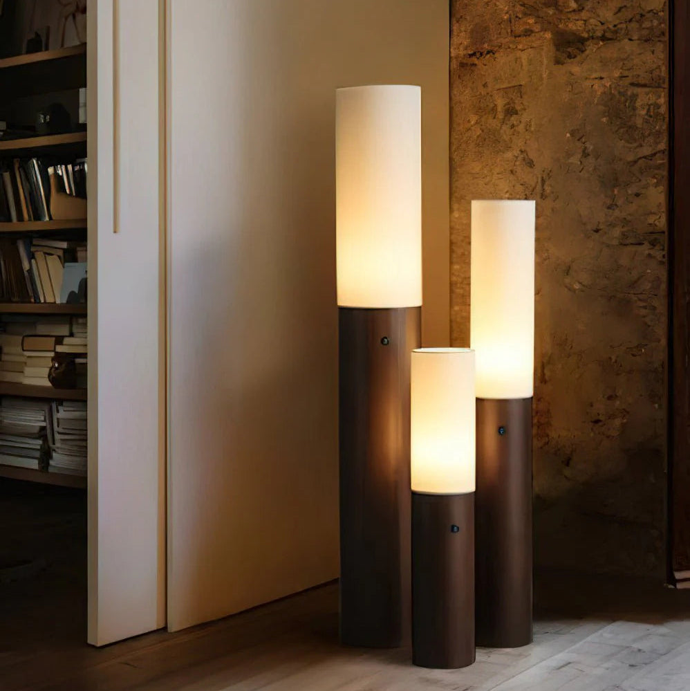 Hakka Wood Cylinder Floor Lamp