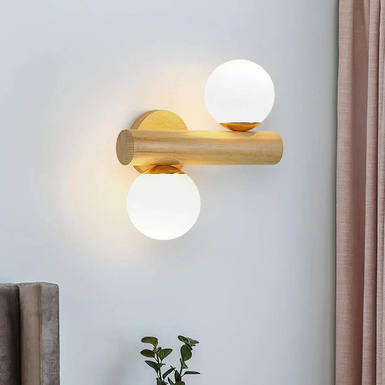 Ozawa Antigüedad Cabaña Madera Lámpara de Pared Dormitorio Salón Pasillo