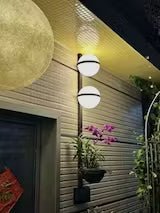 Valentina Moderno Globo Metal Acrílico Solar Lámpara de Pared Exterior Maceta Negro Blanco