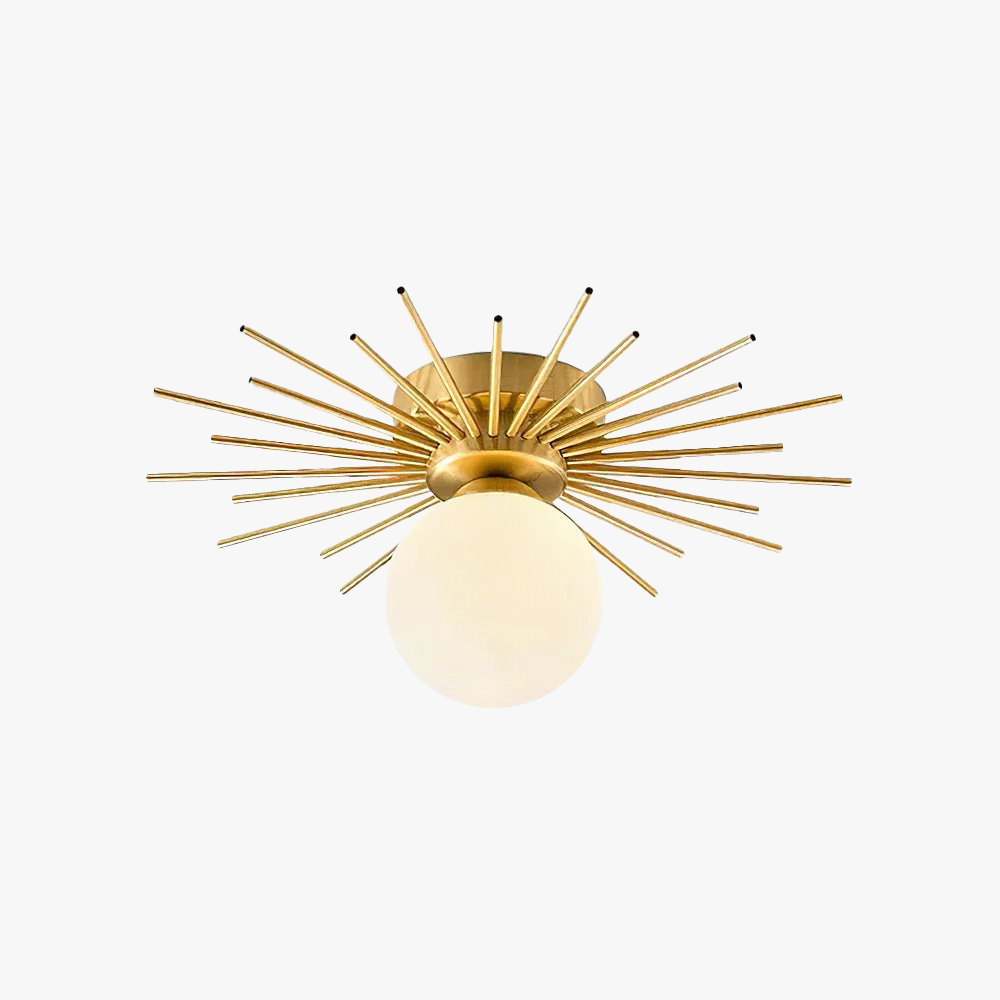 Lowry Vintage Classical Sun Brass Ceiling Light Bedroom Hallway