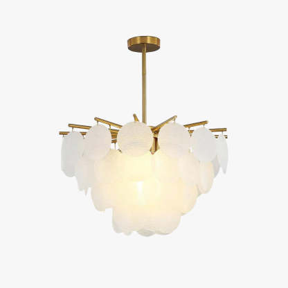 Verona Frosted Glass Disk Brass Chandelier