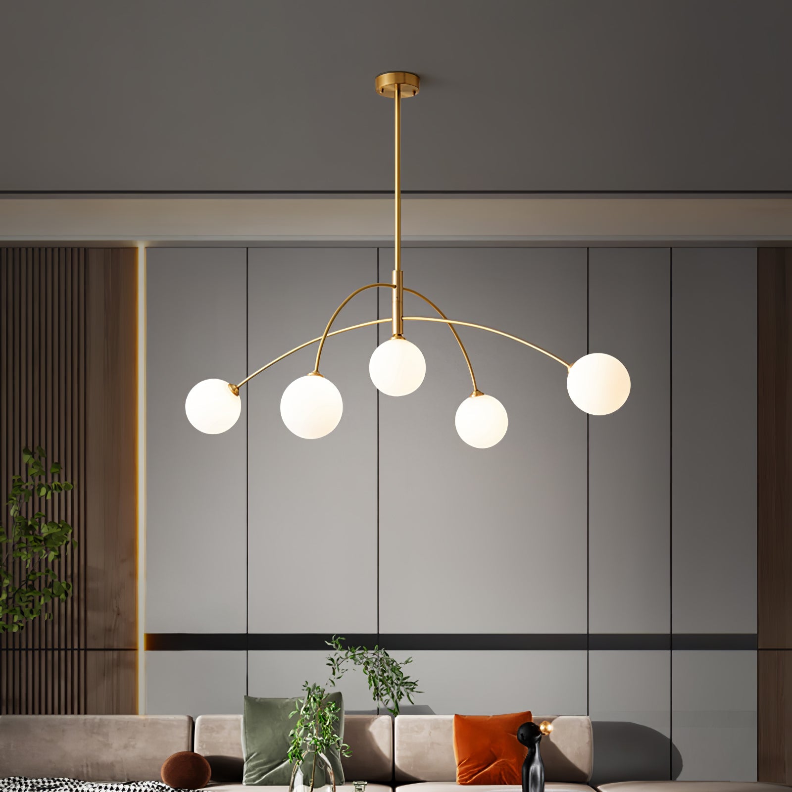 Halo Linear Globe Glass Chandelier