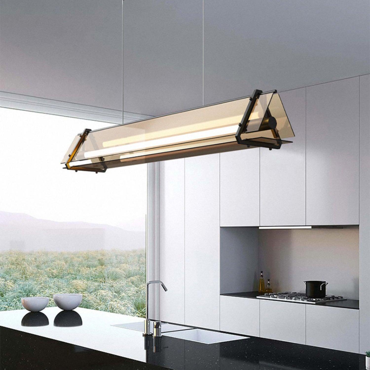 Edge Industrial LED Lámpara Colgante Dormitorio/Sala de Estar Oro Vidrio
