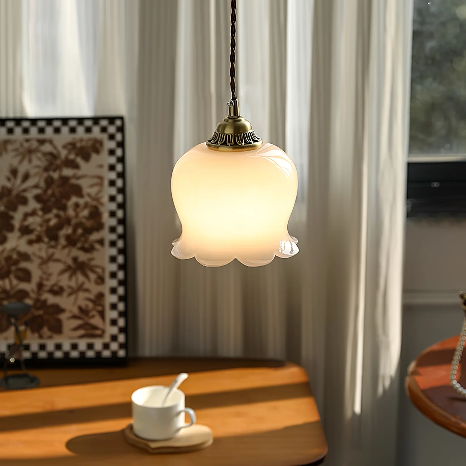 Carins Vintage Flower Resin Pendant Light Bedroom Living Dining Room