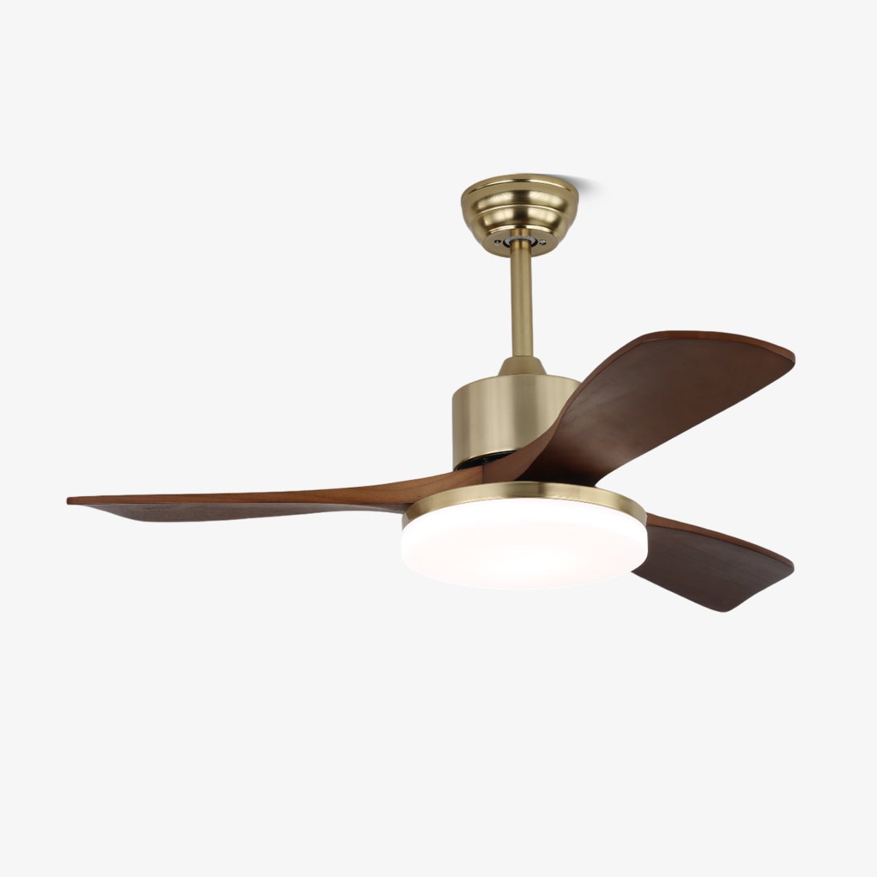 Ventilador de Techo con Lámpara Selora Moderno de Latón y Madera