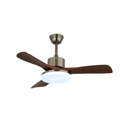 Ventilador de Techo con Lámpara Selora de Madera en un ambiente de sala de estar moderno