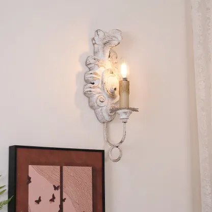 Alessio Retro Metal Madera Blanco Antiguo Oro Gris Aplique Comedor