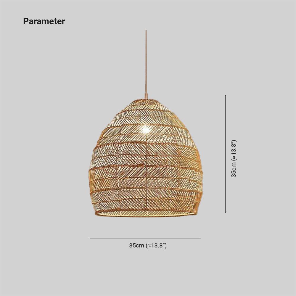Muto Diseño Ratán LED Lámpara Colgante Sala de Estar Bambú