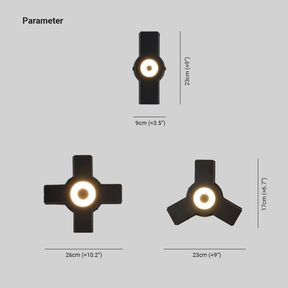 Orr Industrial LED Geométrico Metal/Acrílico Aplique de Pared Negro