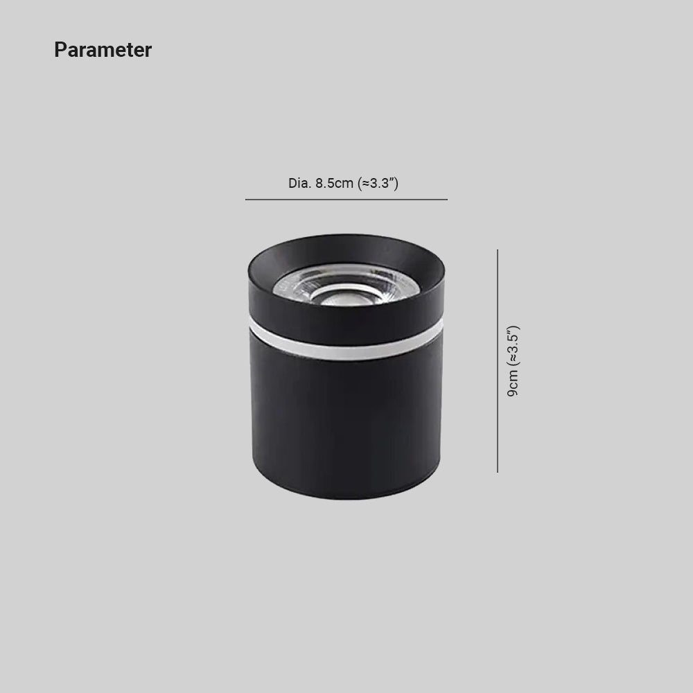 Freja Minimalista Foco Cilíndrica Metal LED Lámpara de Techo, Blanca/Negro