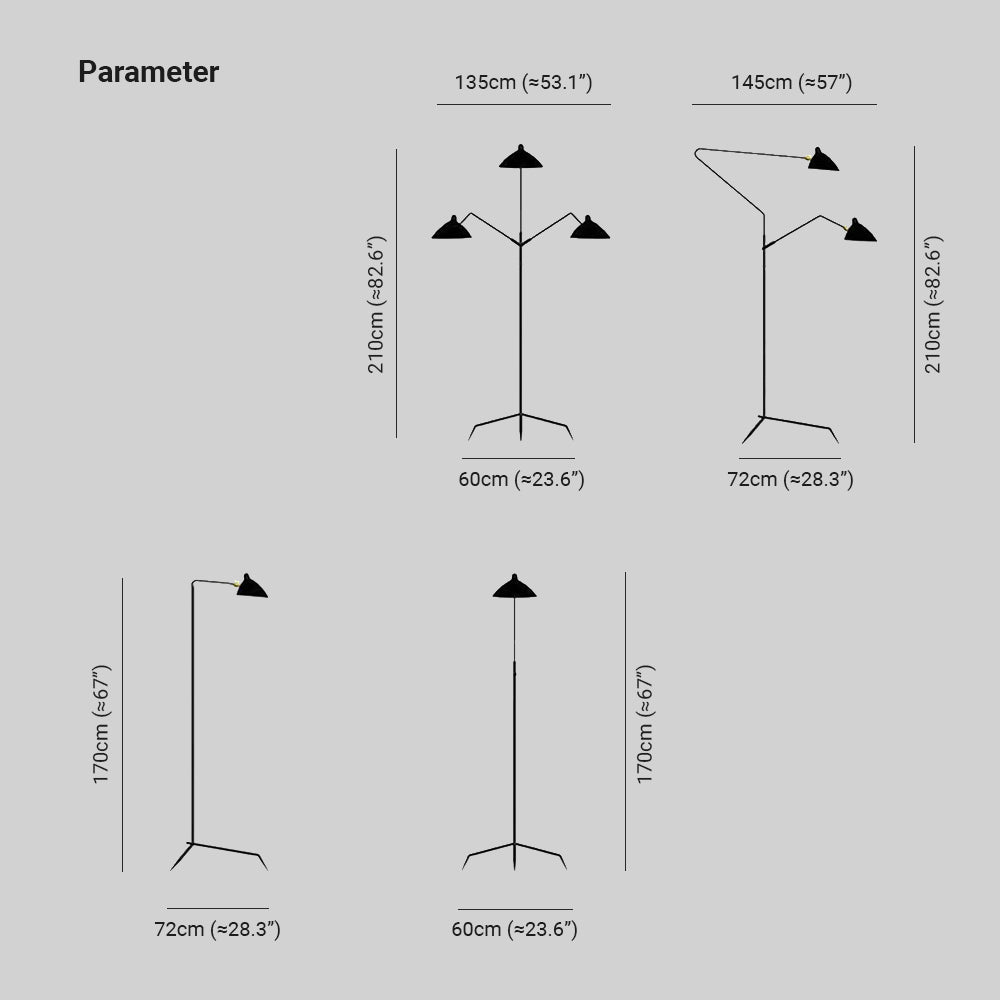 Schmitt Diseña Irregular Metal LED Lámpara de Pie Negra