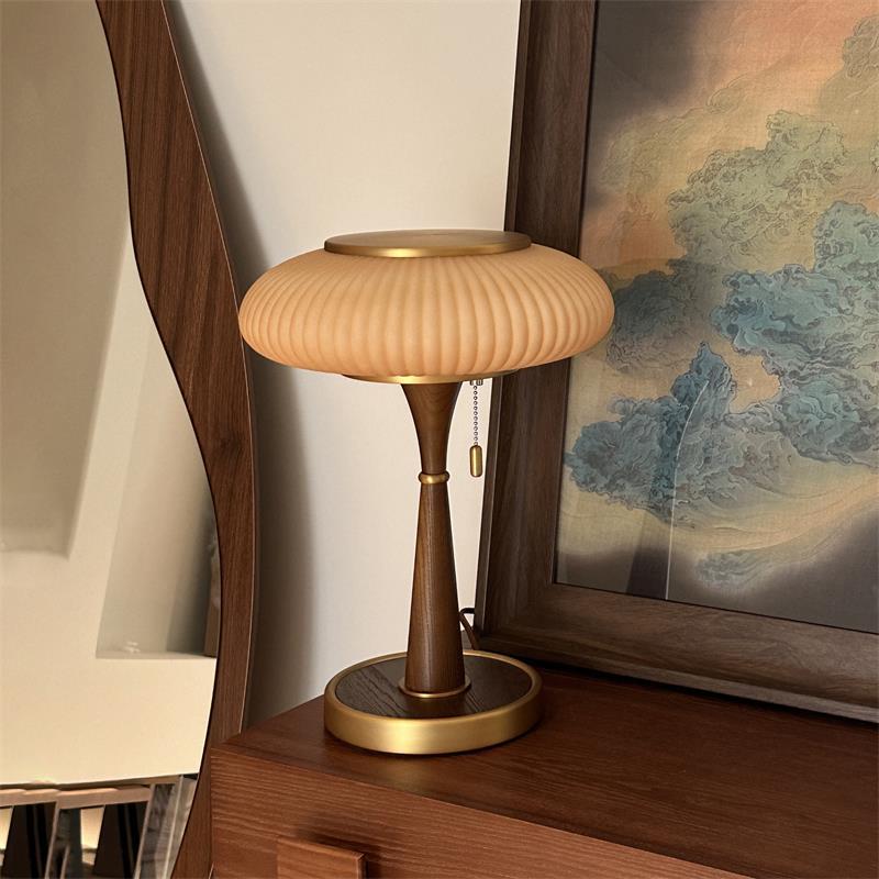 Madera Vidrio Mesa Lámpara Cálido Natural para Sala Estar | Artelux Atelier