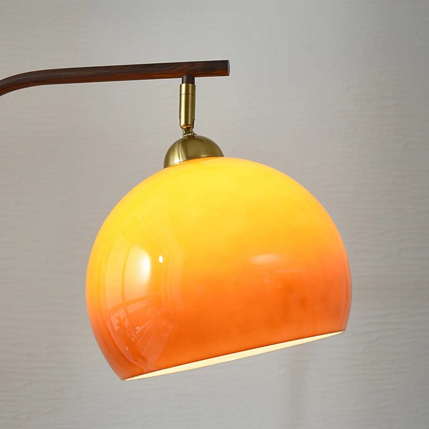 Retro Glass Dome Metal Floor Lamp With Table