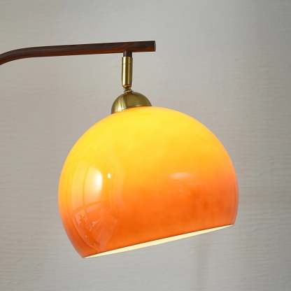 Retro Glass Dome Metal Floor Lamp With Table